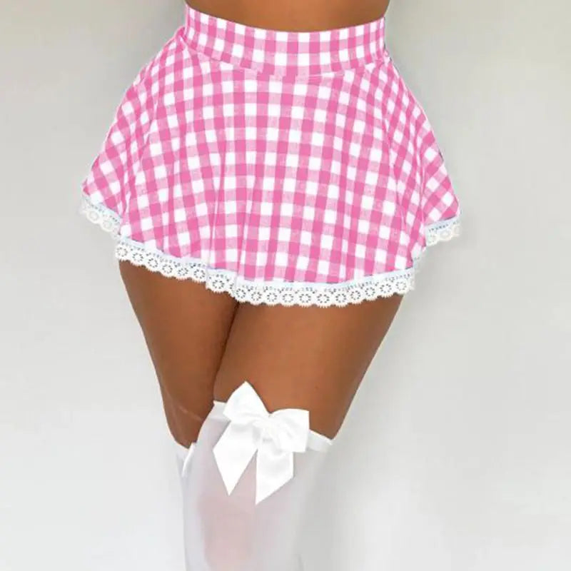 Plaid Print Mini A-line Skirt