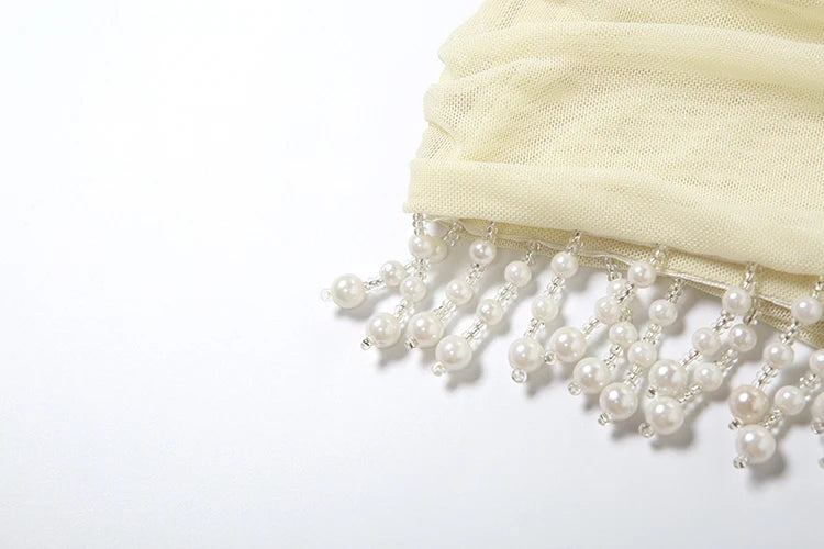 Tassel Halter Pleated Open Back Mini Dress