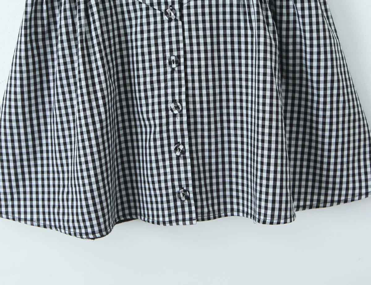 Gingham Plaid Strap Mini Dress