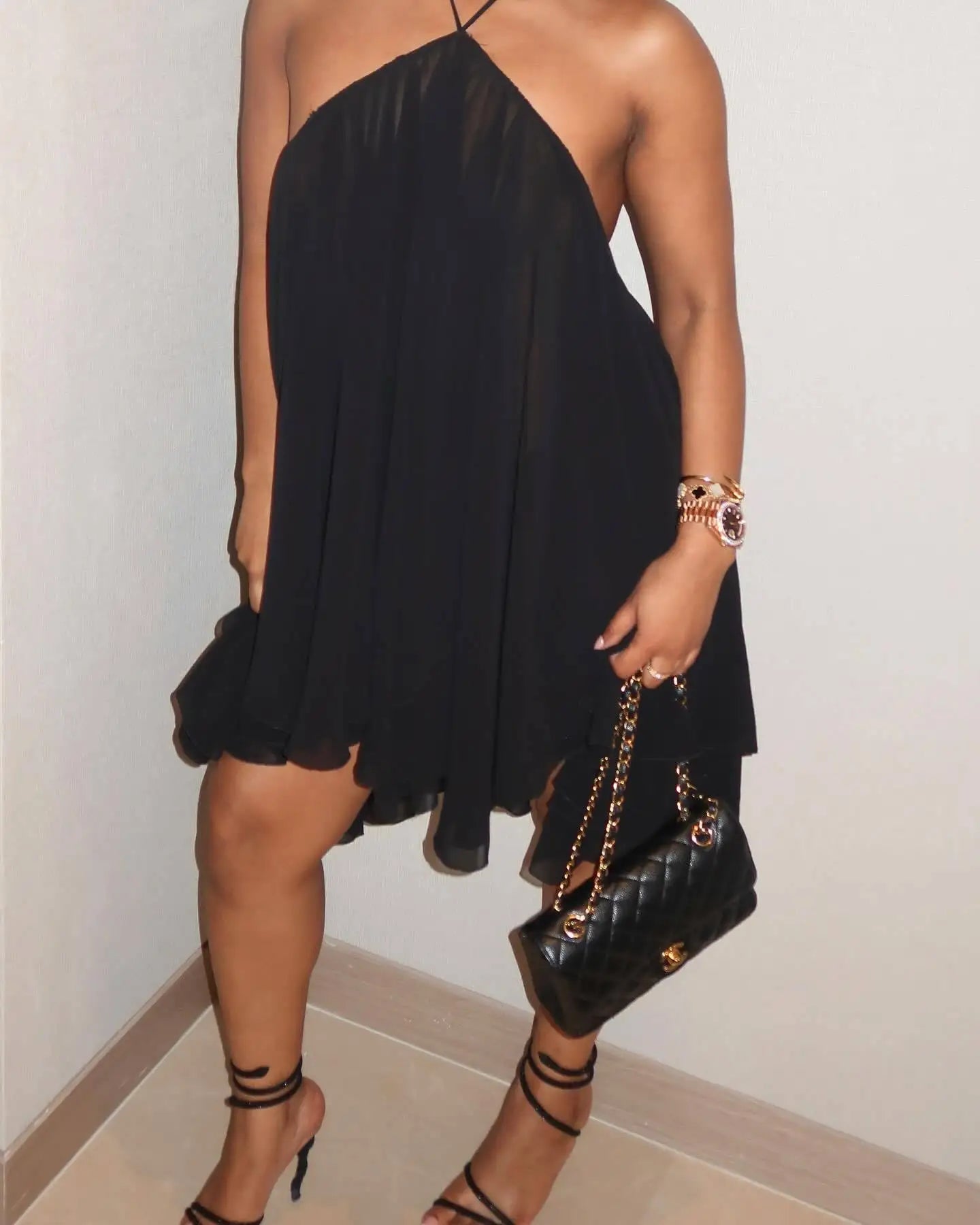 Frill O-Shaped Mini Dress