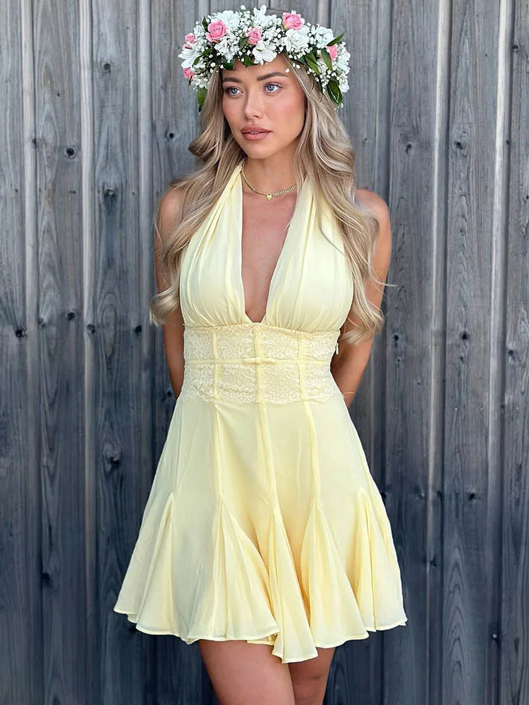 Halter Tie Up Mini Dress