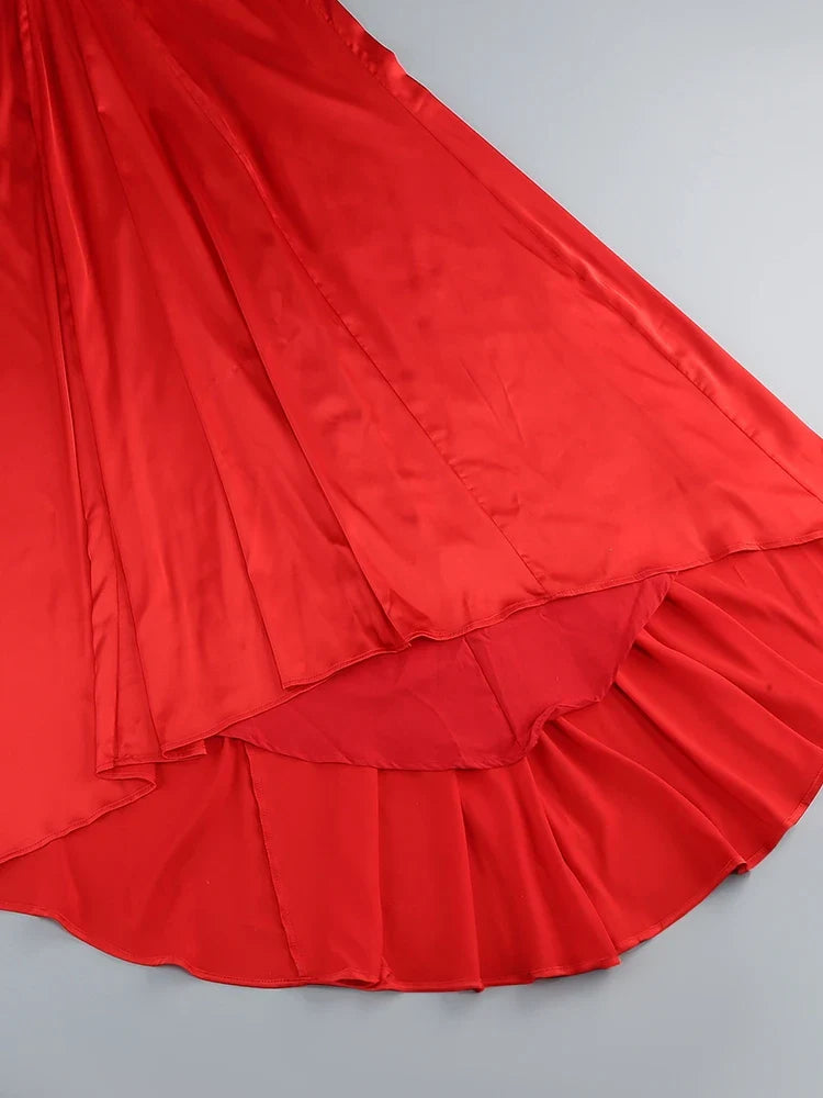 Braided Strap Satin Twisted Maxi Dress