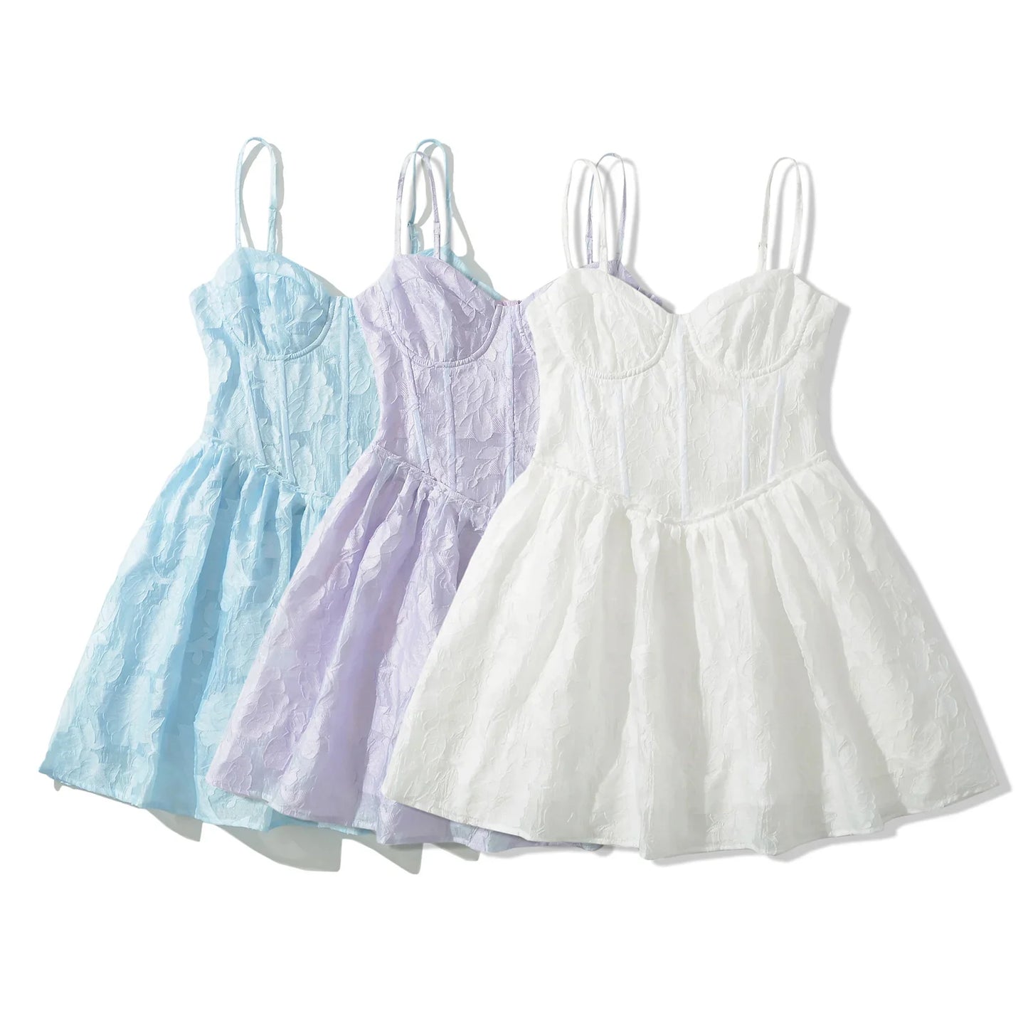 Jacquard Corset Strap Mini Dress