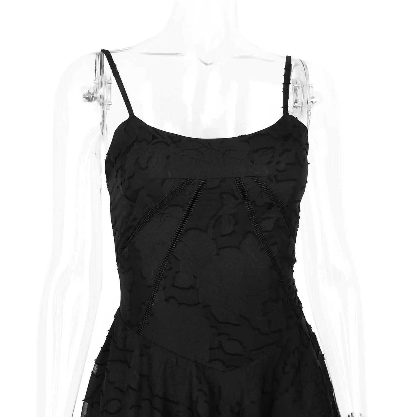 Jacquard Layered Lace Up Cami Mini Dress