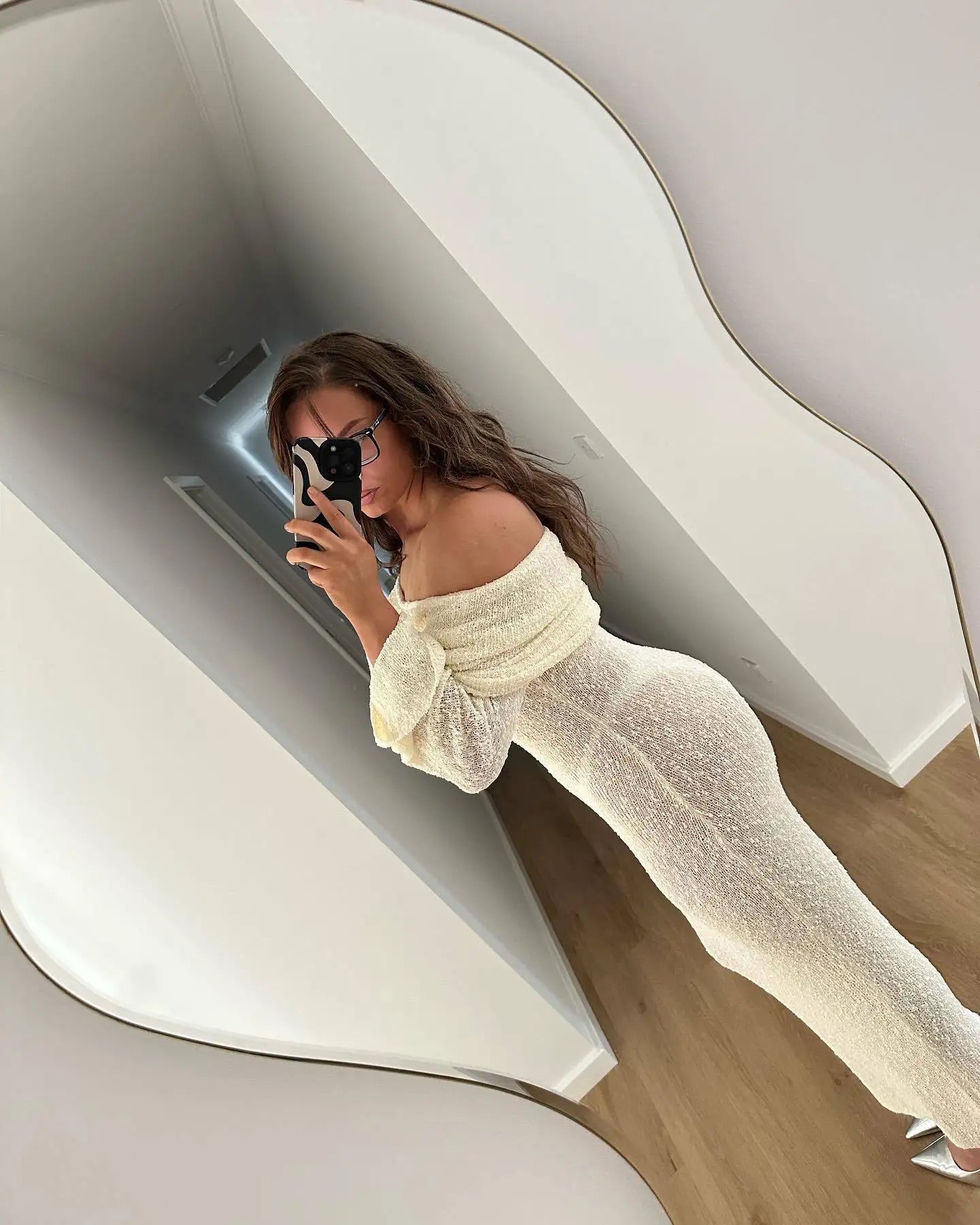 Knit Off-Shoulder Long Sleeve Maxi Dress