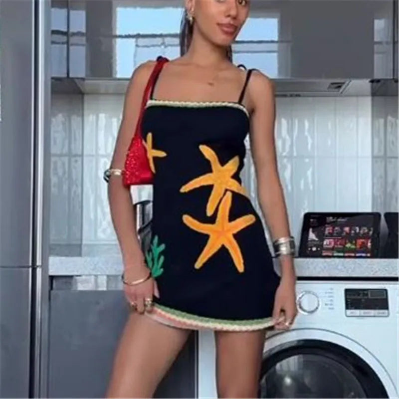 Black Starfish Knit Mini Dress