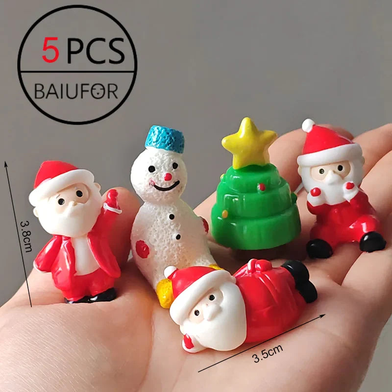 Miniature Christmas Tree Santa Claus Snowmen Gift Box Terrarium Accessories Fairy Garden Figurines Dollhouse Decor
