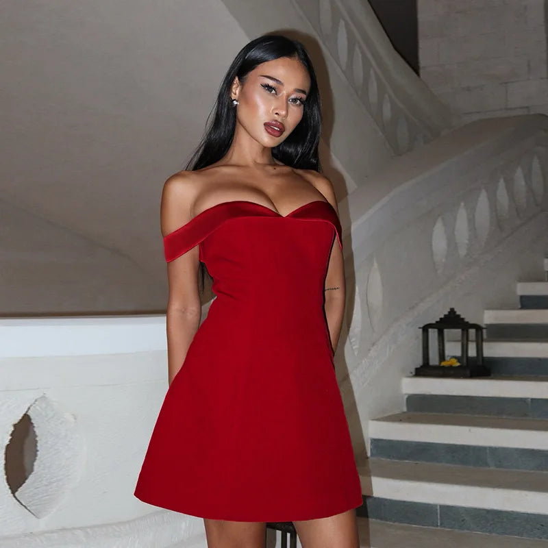 Off Shoulder Twisted Mini Dress