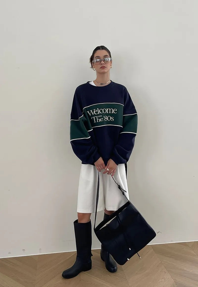 Blue Letter Print Sweatshirt