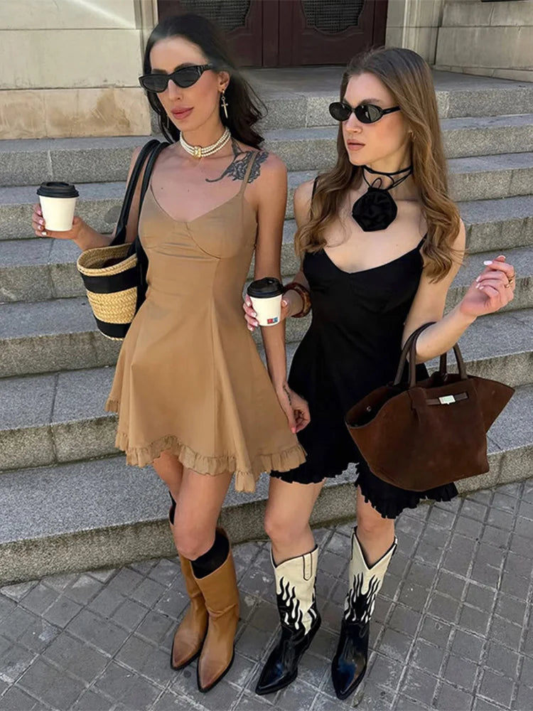 Ruffle Trim Cami Mini Dress