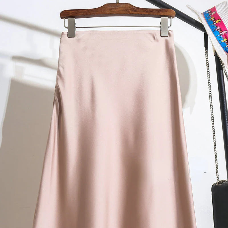 Satin Fishtail Midi Skirt