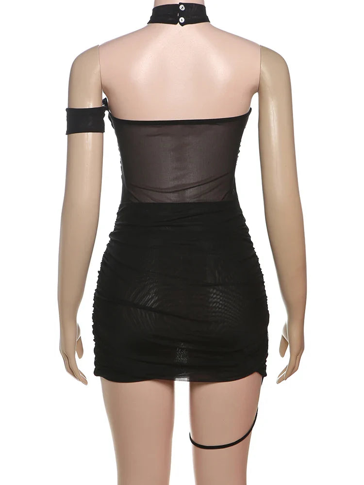 Mesh Bandage Tube Mini Dress