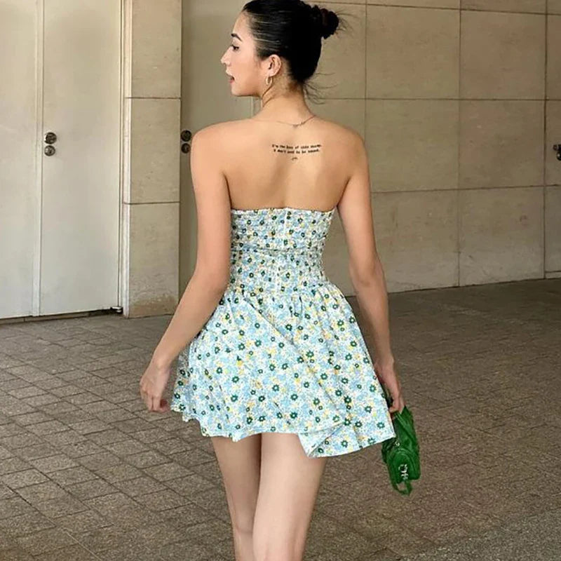 Floral Printed Tube Mini Dress
