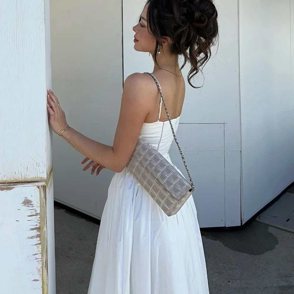 Strap Floral Printed Straight Neck Midi Dress