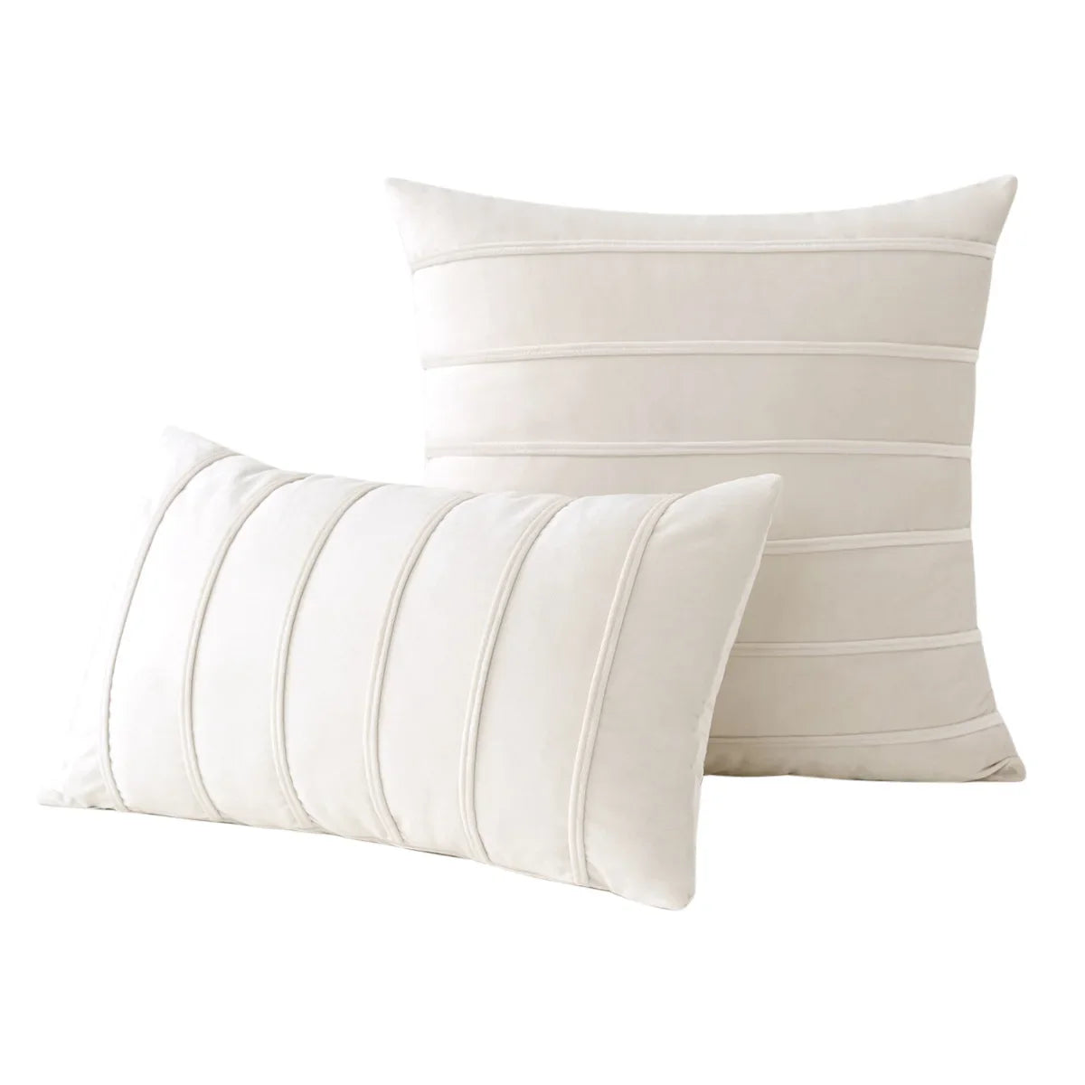 2Pcs Blue Velvet Pillow Covers with Striped Decorative Luxury Soft Cushion Cases for Farmhouse Couch Sofa Living Room