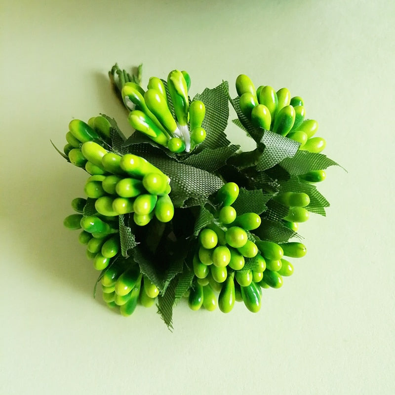 6/10/12/24/200pcs Mixed Green Plant Flower Cherry Stamen Berries Bundle DIY Christmas Wedding Cake Gift Box Wreaths Decor