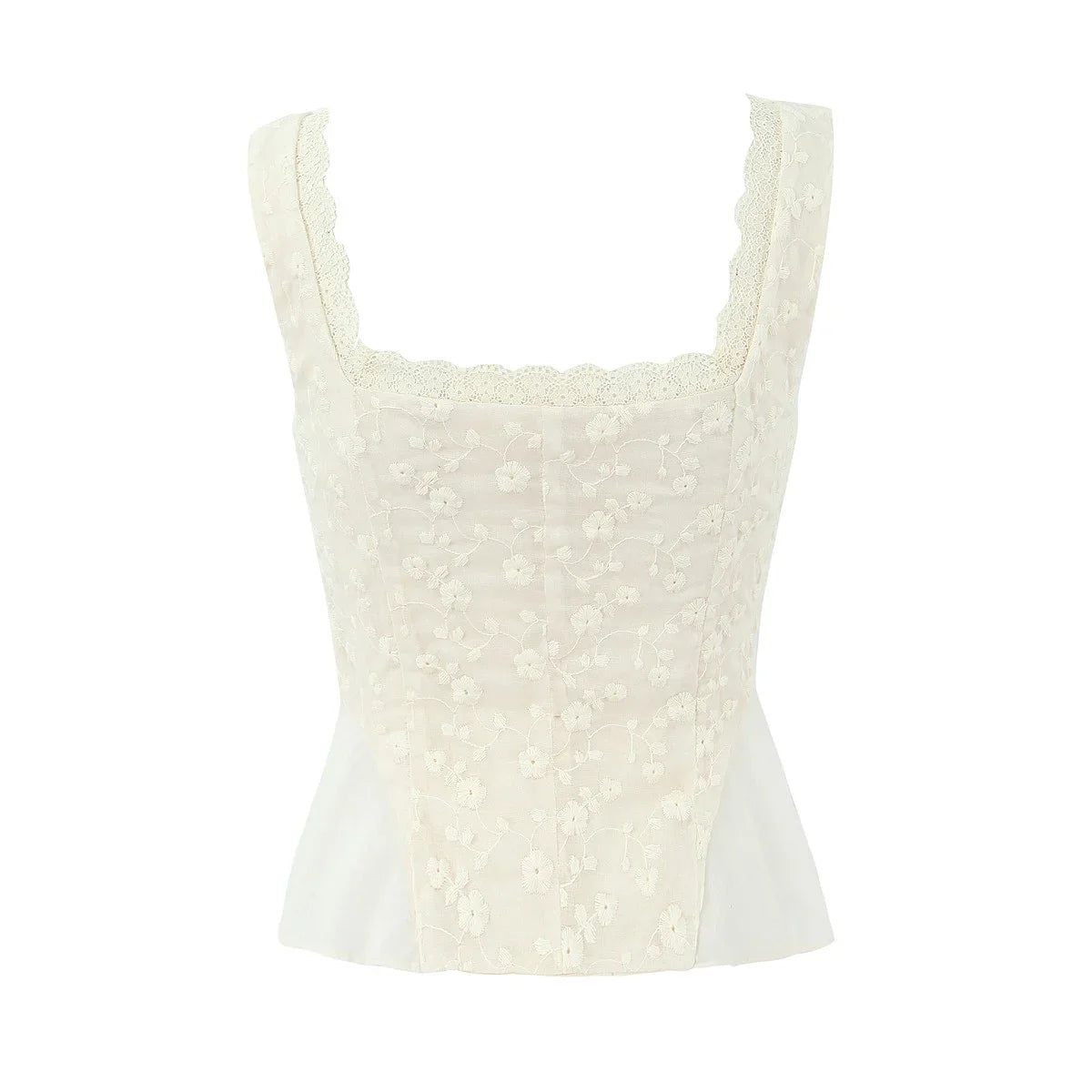 White Corset Buttoned Embroidered Top
