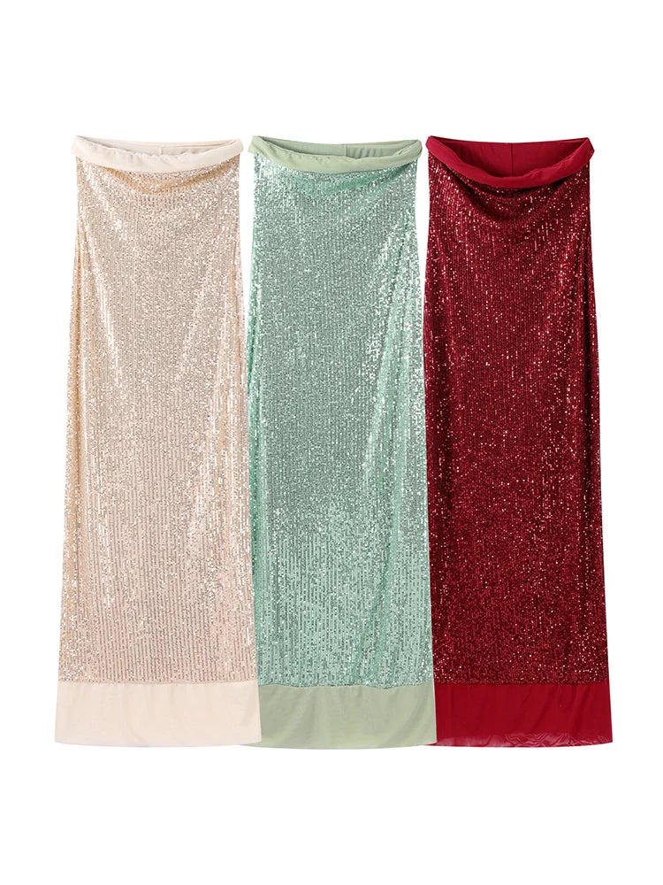 Strapless Sequin Maxi Dress