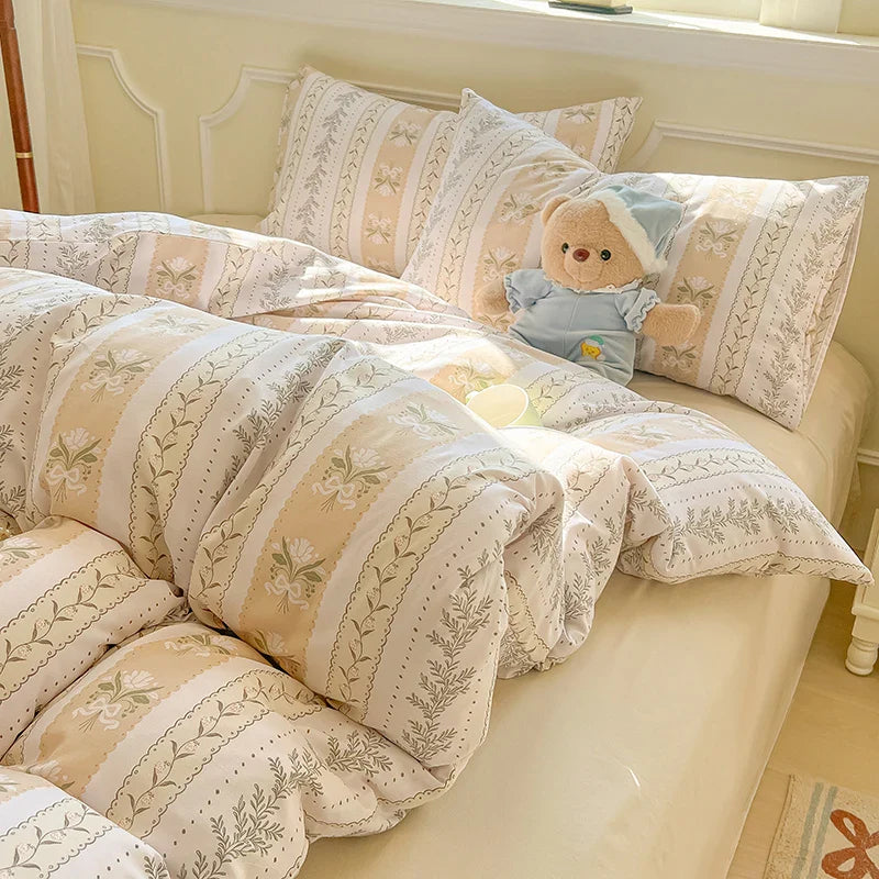 New Lattice Duvet Cover Set with Sheet Pillowcases No Filling Warm Bed Linen Twin Full Queen Size Grid Home Bedding Set