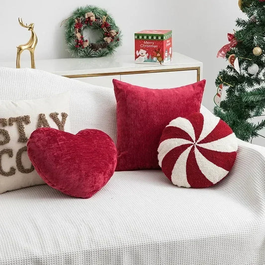 Christmas Cartoon Candy Cushion Living Room Sofa Cushions New Year's Red Decoration Cushions Bedroom Bedside Cushion Pillow Case