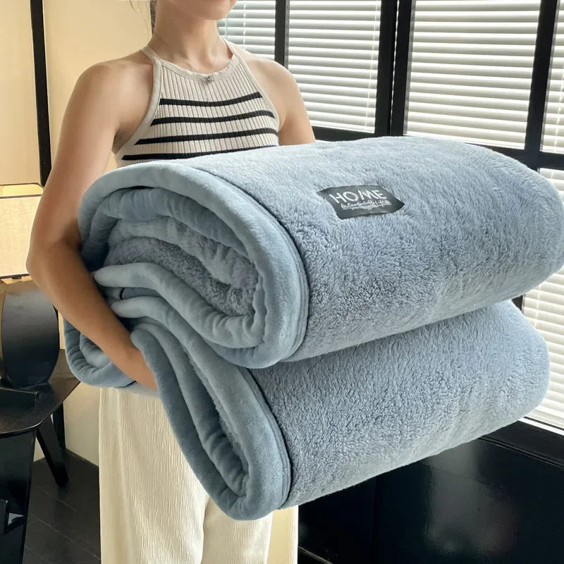 Plush Warm Winter Throw Blanket A Grade Coral Fleece Flannel Soft Thick Blankets for Sofa Single Double Couple Furry Sofa Cover