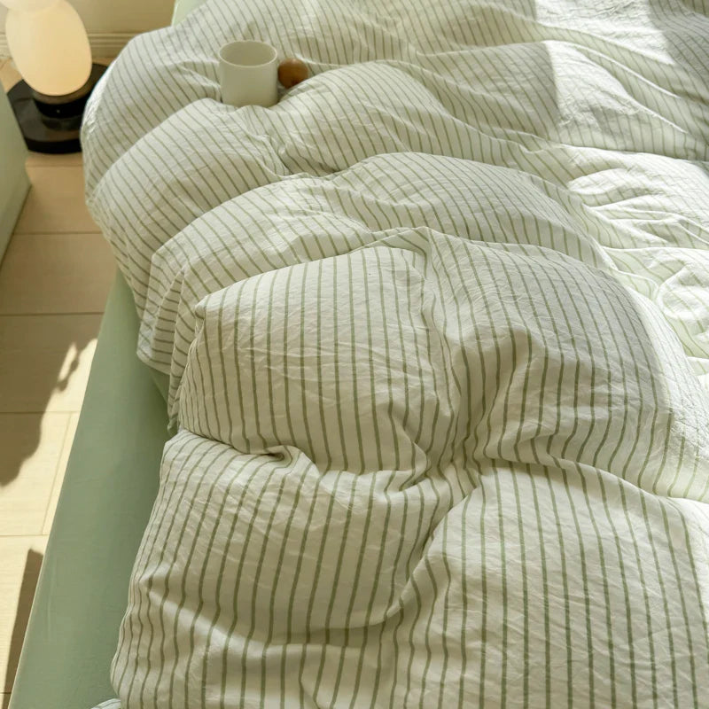 New Stripe Series Quilt Cover Skin Friendly 4-piece Bedding Set Pillow Case with Bed Sheet Four General 150x200 200x230