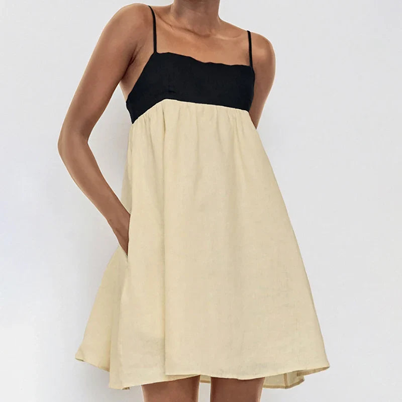Contrast Strap Straight Mini Dress