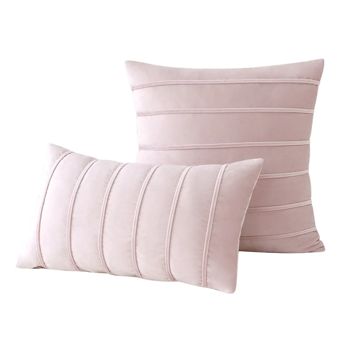 2Pcs Blue Velvet Pillow Covers with Striped Decorative Luxury Soft Cushion Cases for Farmhouse Couch Sofa Living Room