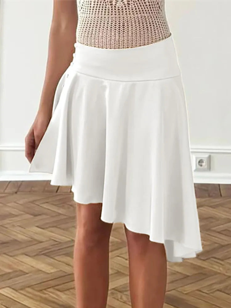 Side Split Irregular Satin Mini Skirt