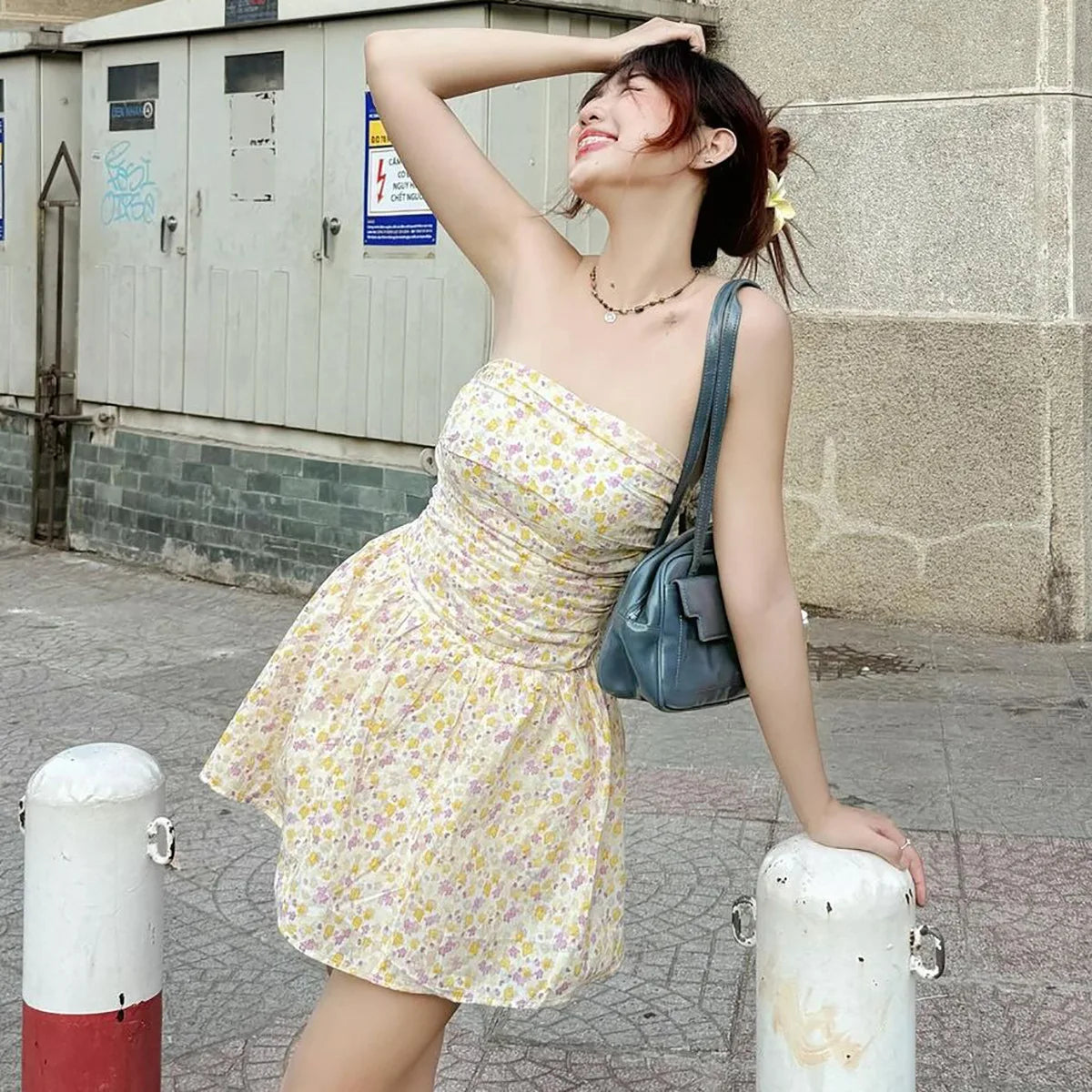 Floral Printed Tube Mini Dress