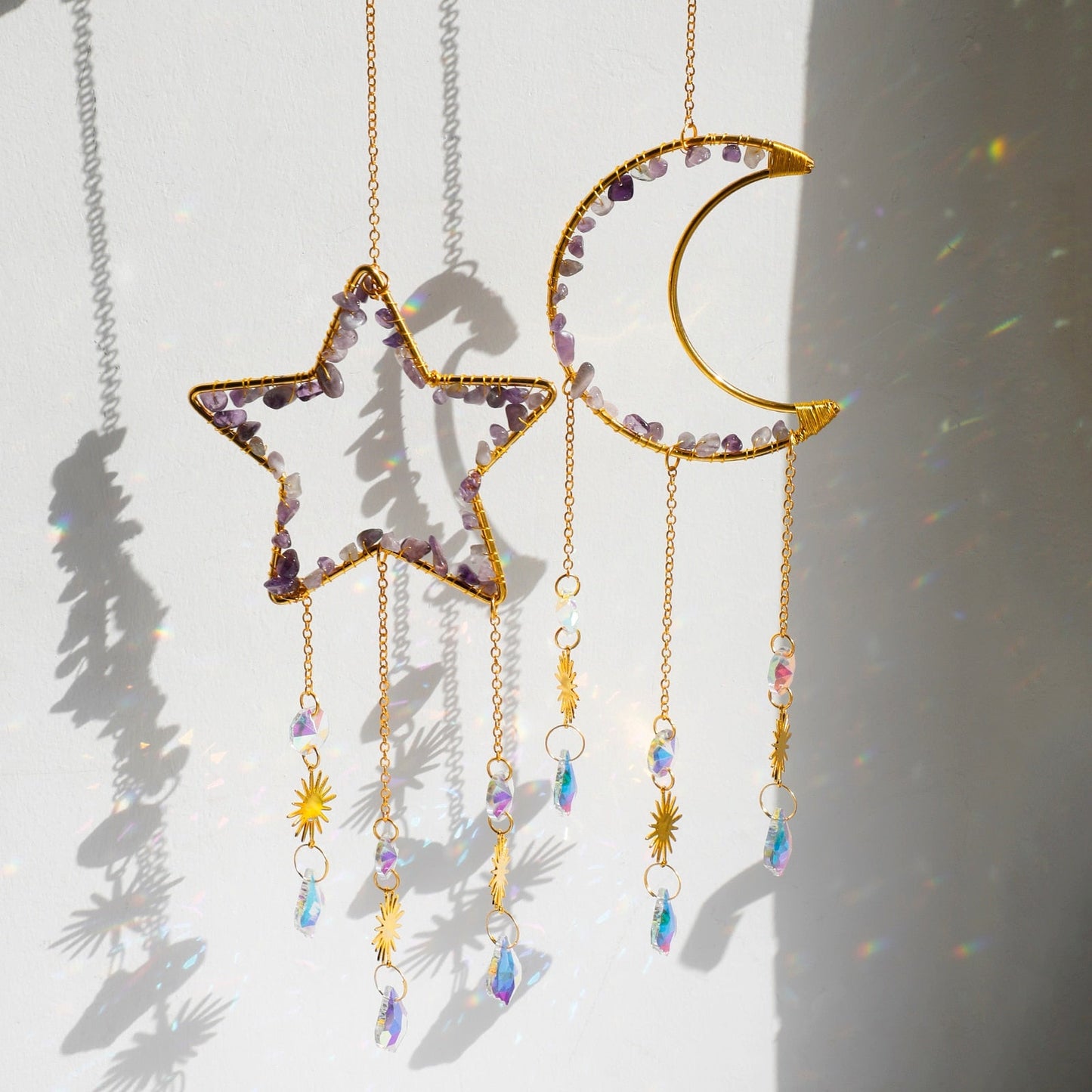 Moon Crystal Prism Stained Glass Ball Sun Catcher Rainbow Maker Home Window Garden Decor Light Catcher Christmas Gift