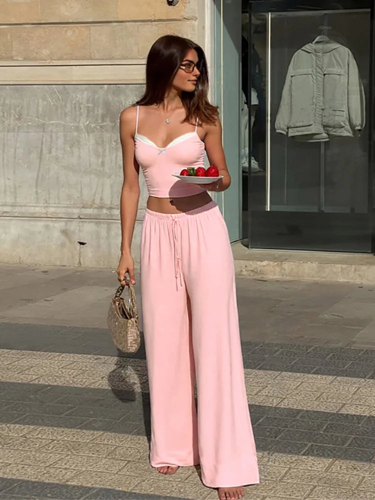 Floral Print Cami Top And Drawstring Pants Set