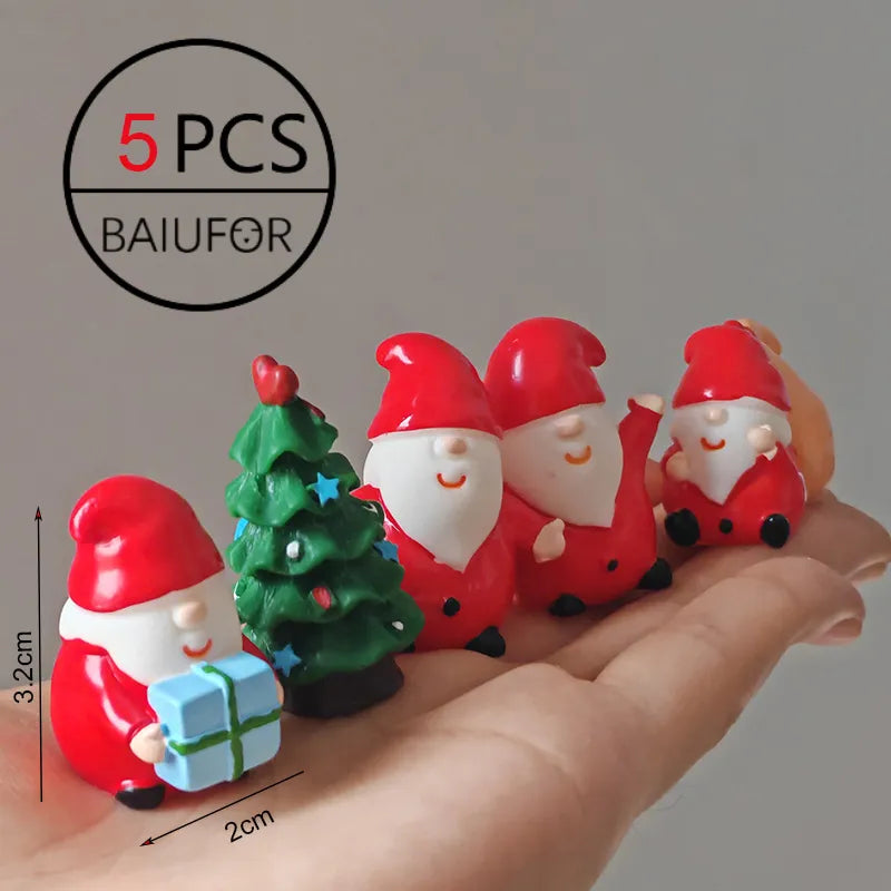 Miniature Christmas Tree Santa Claus Snowmen Gift Box Terrarium Accessories Fairy Garden Figurines Dollhouse Decor
