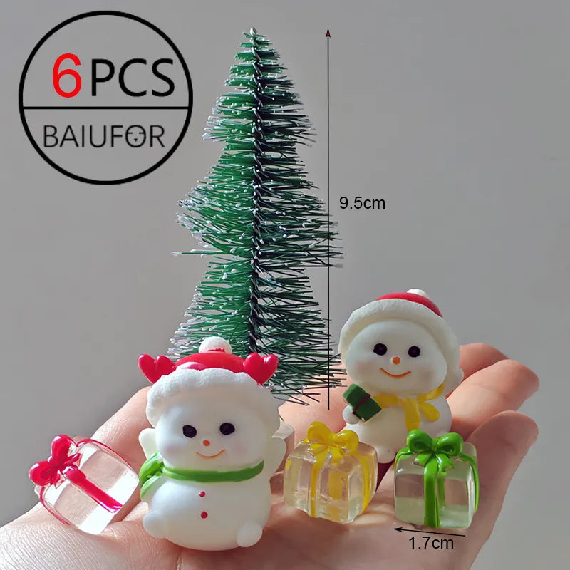 Miniature Christmas Tree Santa Claus Snowmen Gift Box Terrarium Accessories Fairy Garden Figurines Dollhouse Decor
