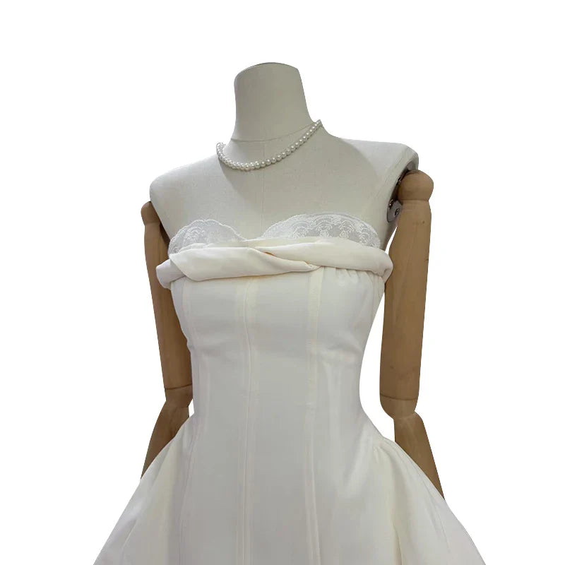 Elegant Strapless White Mini Dress