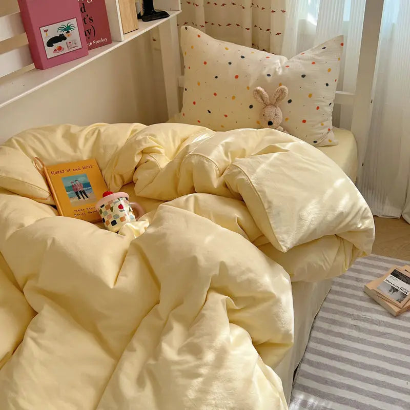 Beddings Sets Cotton Plaid Bedroom Bedding Set White Dormitory Student Bed Linen Set Twin Size Bedding on Offer Sheet Queen King