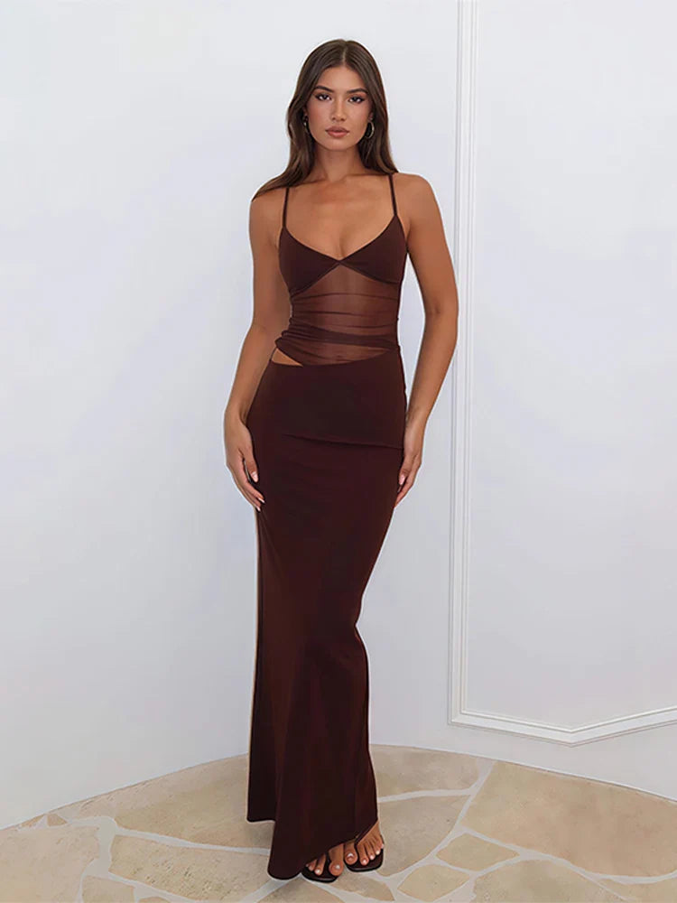 Mesh Strap Maxi Dress