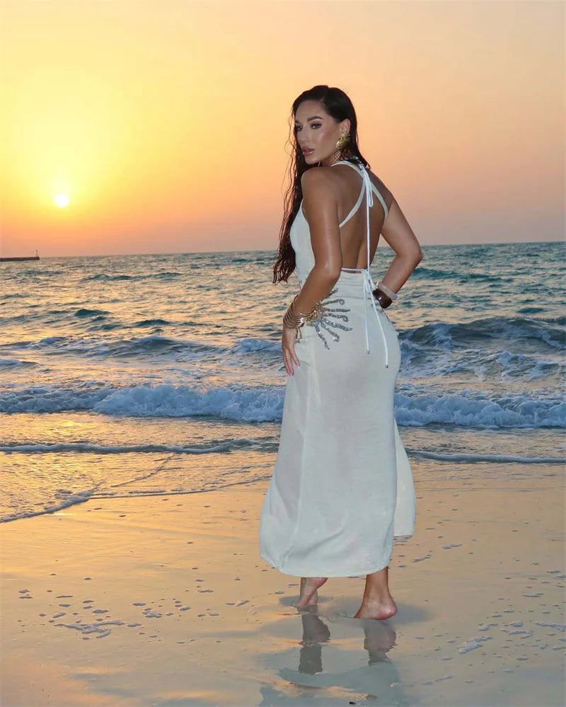 Sequins Embroidered Knit Maxi Dress