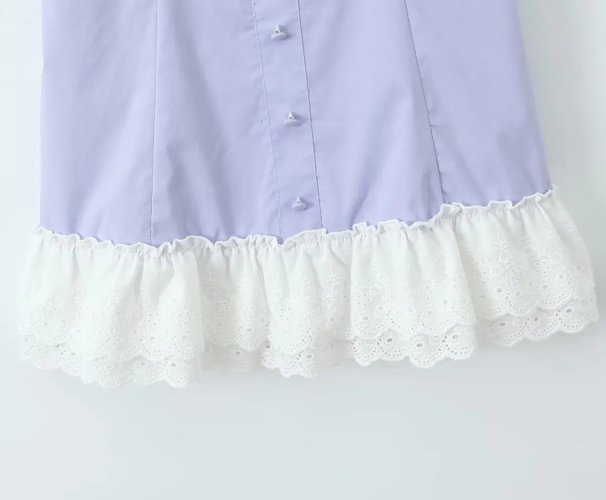 Ruffle Trim Button Cami Mini Dress