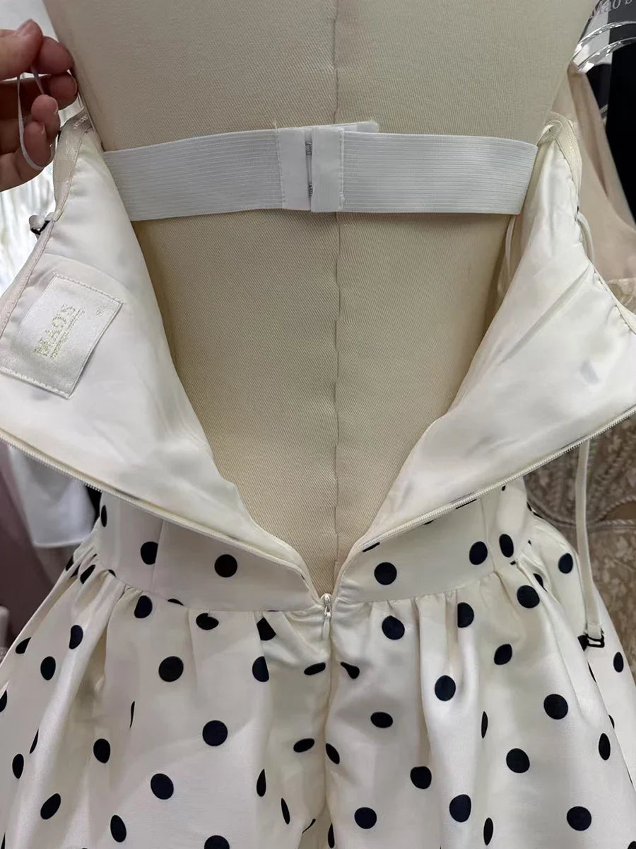 Polka Dot Strapless Maxi Dress