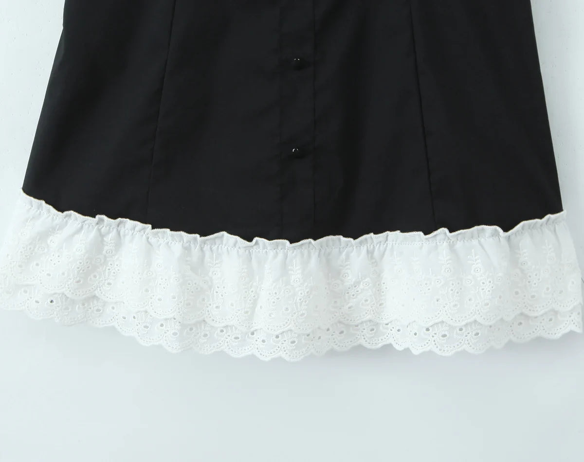 Ruffle Trim Button Cami Mini Dress