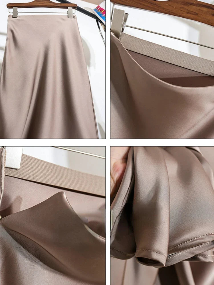 Satin Fishtail Midi Skirt