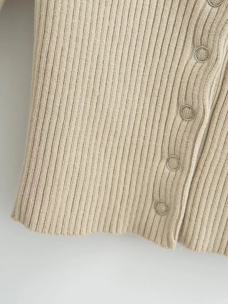 Knit Button Up Long Sleeve Top