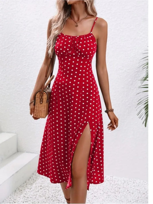 Printed Cami Tie Up Summer Midi Dress