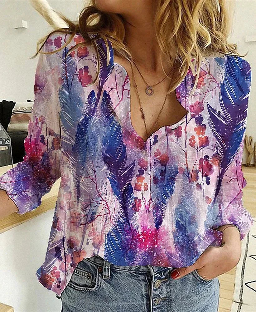 Button-Down Printed Blouse