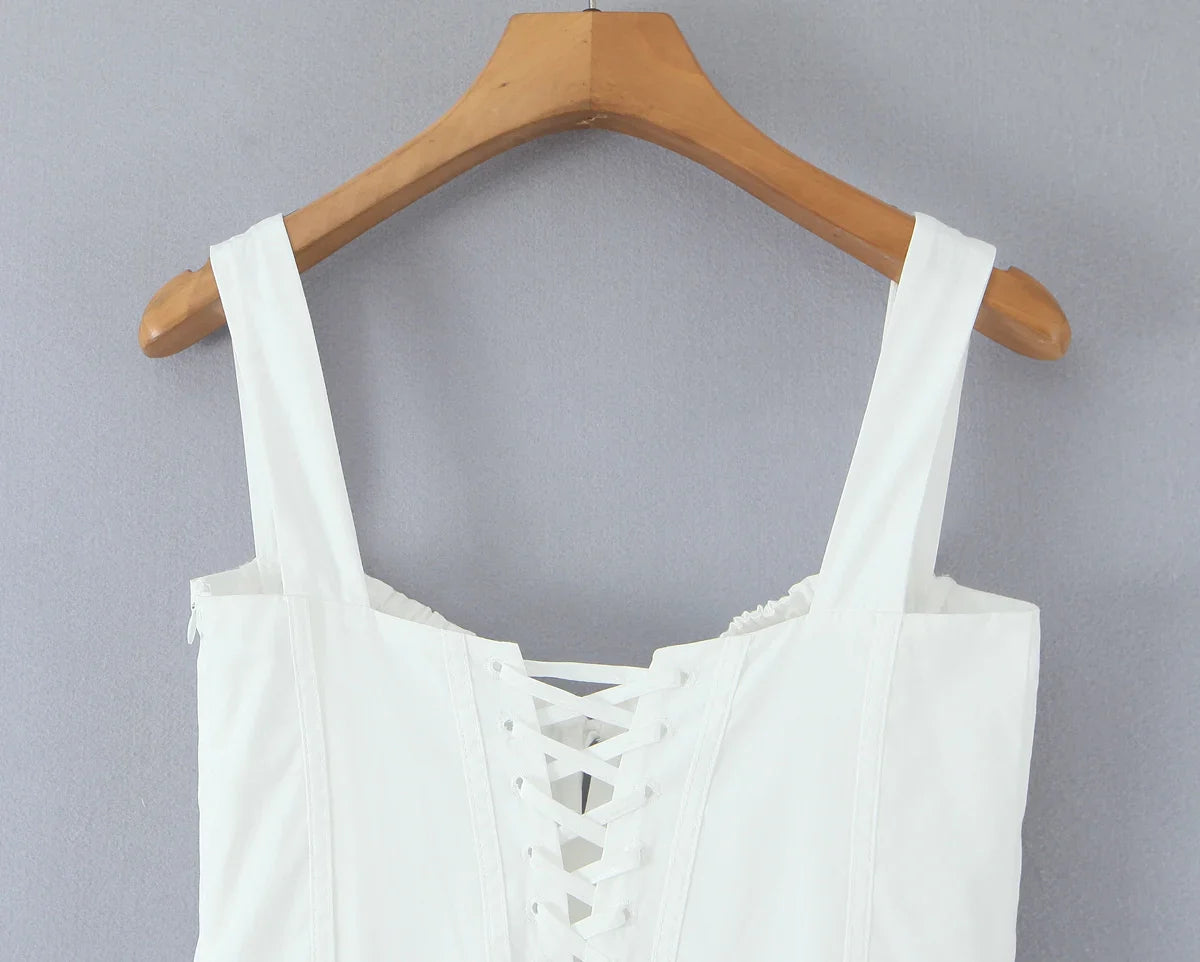 Patchwork Spliced Tie Up Strap Maxi Dress