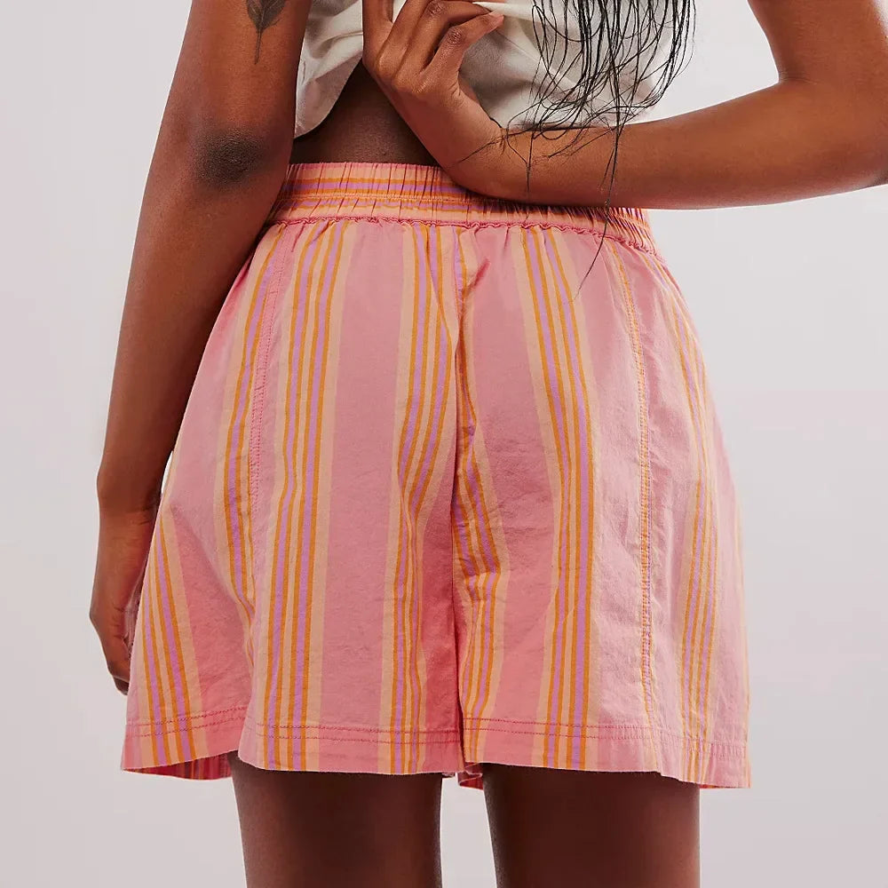 Effortless Mid-Waist Elastic Shorts - Multi-Color Summer Comfort