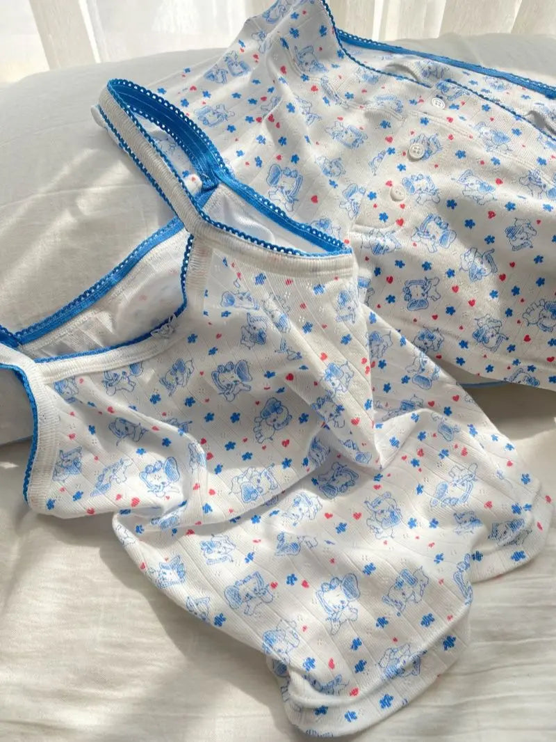 Printed Cami Top And Boxer Shorts Pj Set