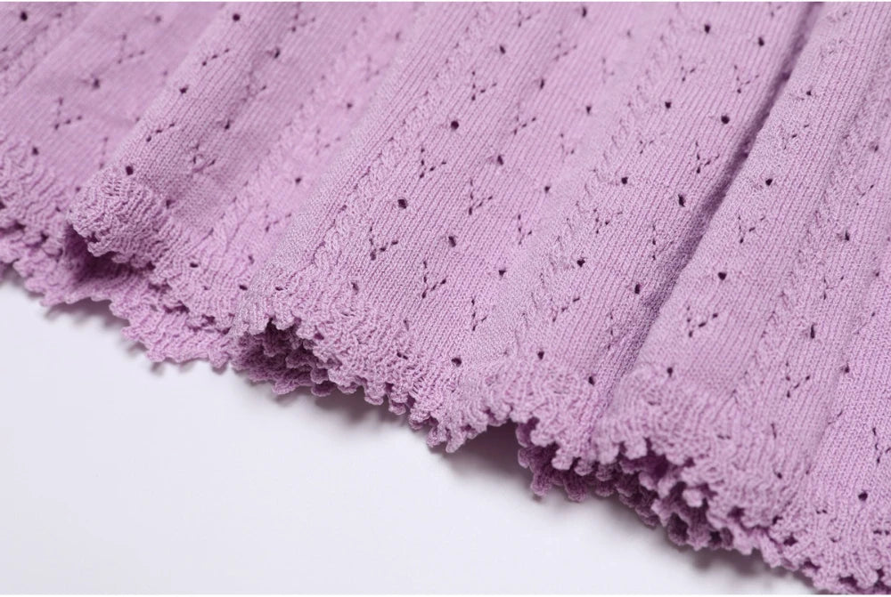 Contrast Trim Button Knit Collar Mini Dress