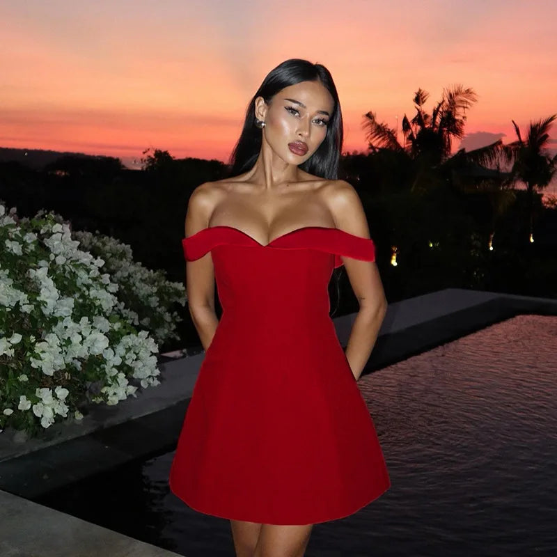 Off Shoulder Twisted Mini Dress